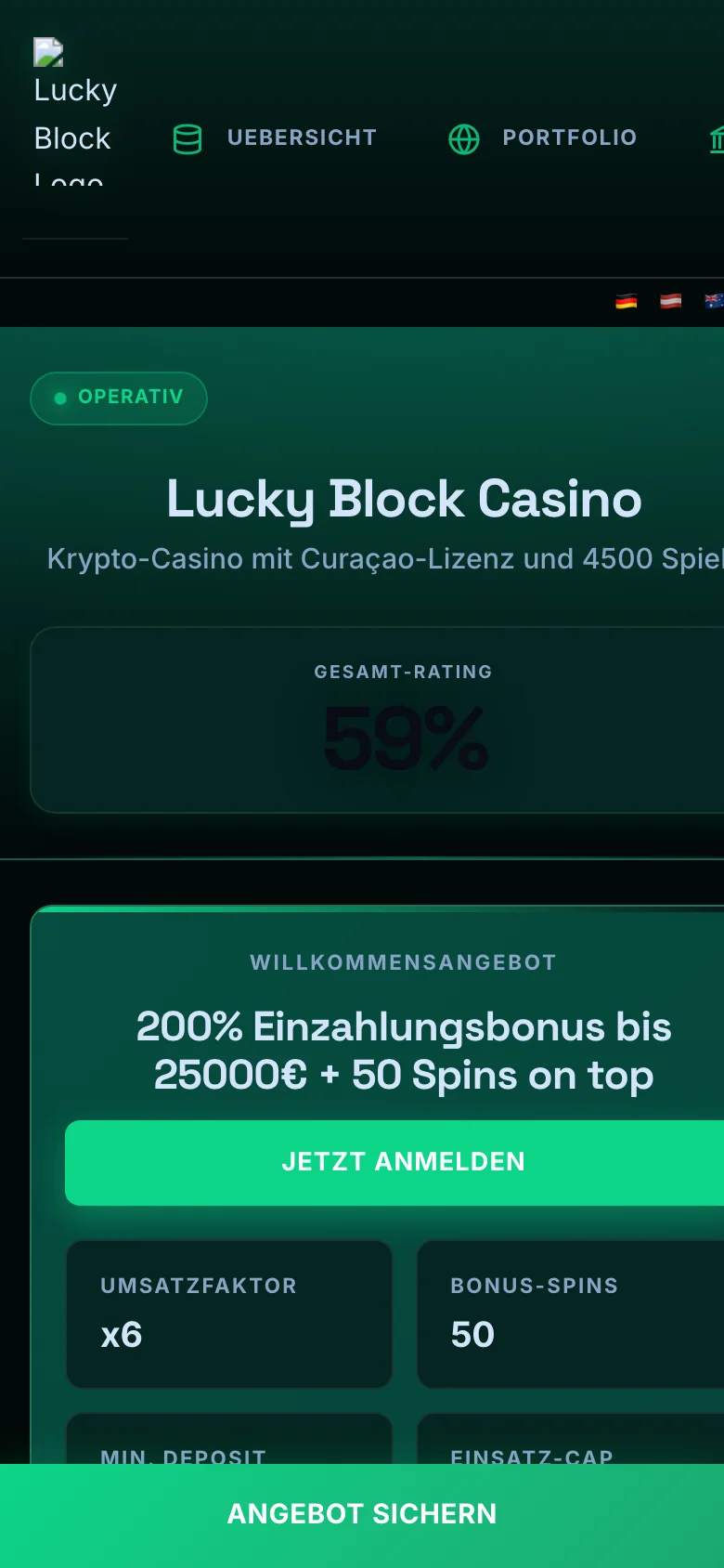 Lucky Block mobile lobby screenshot
